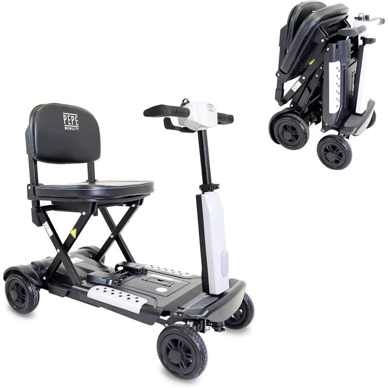 Vista del scooter eléctrico PP1004 en posición abierta y plegada