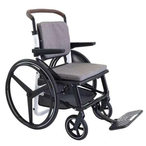 Silla de ruedas autopropulsable KMINA PRO blanca plegable con grandes ruedas traseras