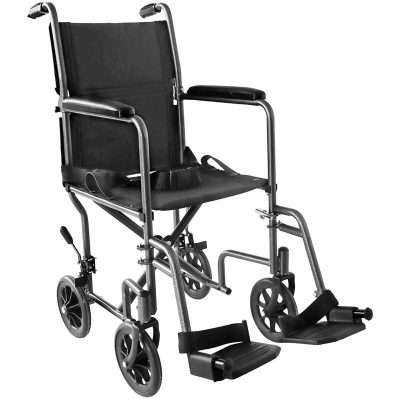 Vista general de la silla de ruedas estrecha para interiores con estructura de acero