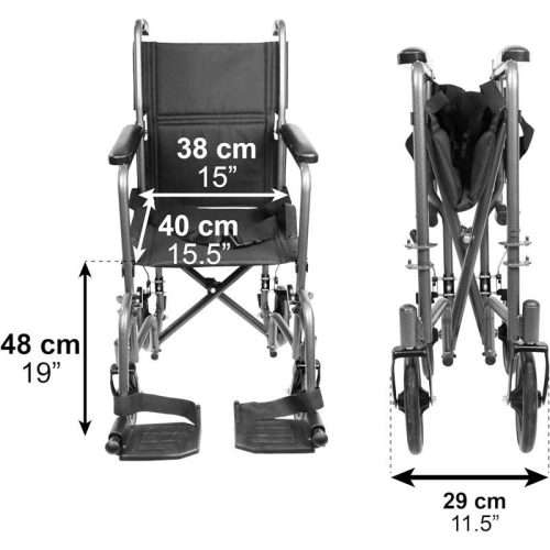 Medidas del asiento, altura frontal y ancho plegado de la silla de ruedas para casa