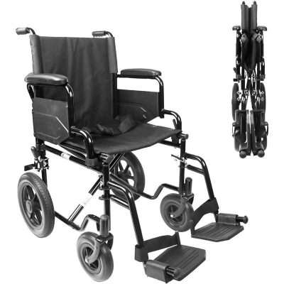 Silla de ruedas de tránsito plegable de acero