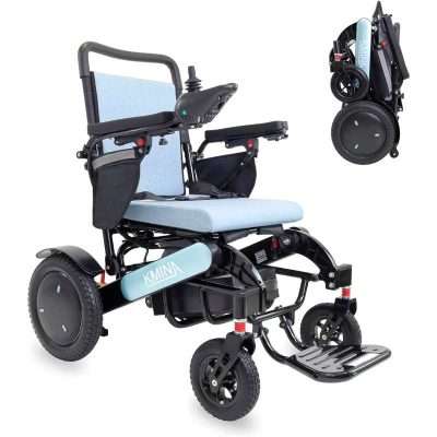 Silla de ruedas eléctrica plegable K10075 en color azul