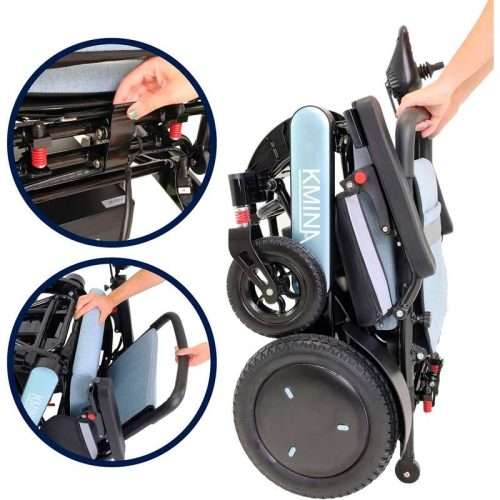 Silla de ruedas eléctrica plegable K10075 en posición compacta