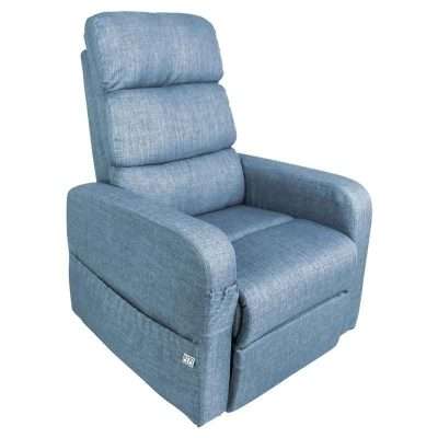 Sillón elevador Pepe en color azul con respaldo modular y reposabrazos acolchados