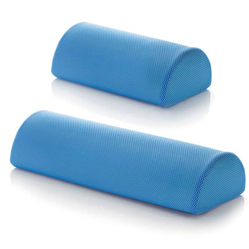 Cojín medio cilindro viscoelástico azul disponible en dos anchos