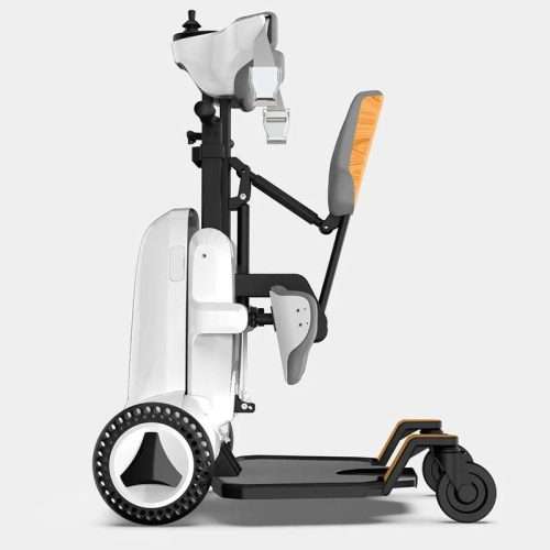 Perfil de la silla verticalizadora XZ-Droid Smart mostrando su sistema de asiento ergonómico y centro de gravedad bajo