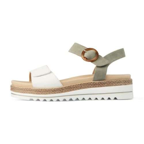 Sandalia casual 20701 en color verde y blanco con cierre regulable