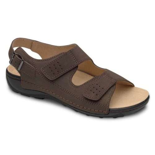 Sandalia casual con cierre de velcro y hebilla 2162 en color marrón