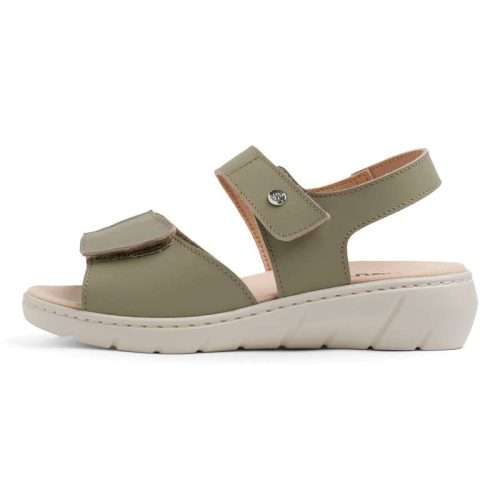 Sandalia con juanetera de lycra y velcro 20715 en color kaki
