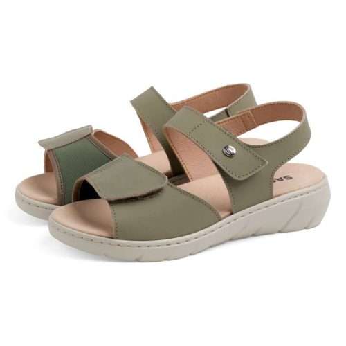 Par de sandalias con juanetera de lycra y velcro 20715 en color kaki