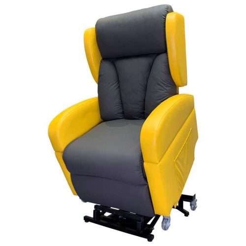 Sillón Elevador Proclassic en color amarillo y gris antracita con ruedas