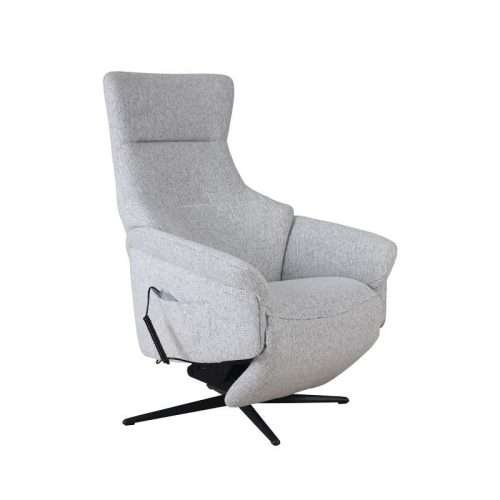 Sillón Relax Elevador Nest en tapizado gris claro con base negra