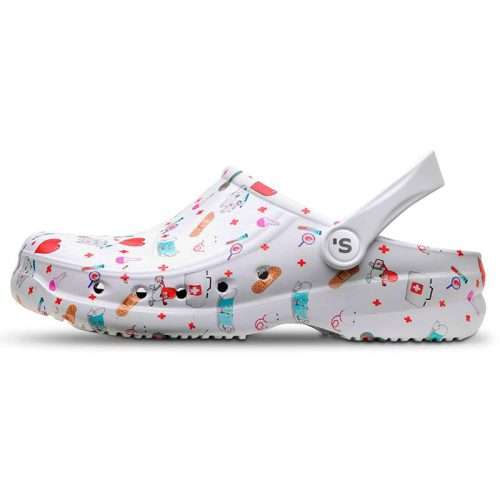 Zueco sanitario estampado 21023 con correa posterior abatible