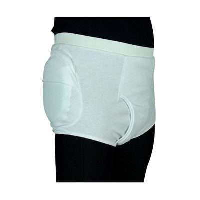 Vista lateral del protector de cadera para hombre con almohadilla