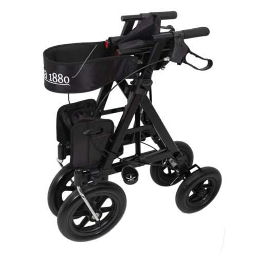Vista lateral del rollator todoterreno plegado modelo 2219