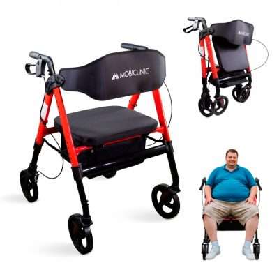 Andador bariátrico plegable Madeira con asiento y respaldo