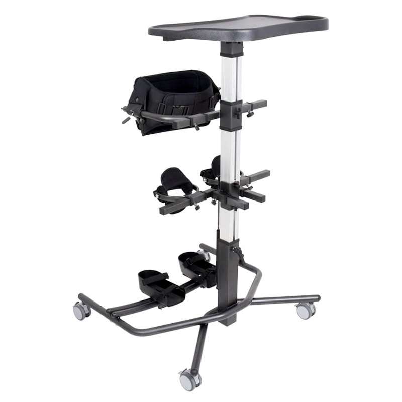 Bipedestador Astride Pro Max con mesa, control pélvico, soportes de rodilla y reposapiés
