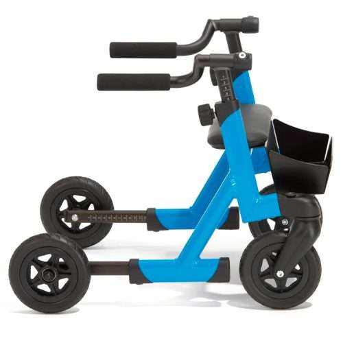 Andador infantil Marcy azul visto de lateral