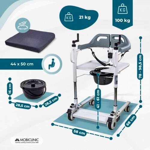 Medidas de la silla de transferencia con inodoro Willy