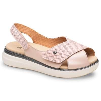 Sandalia de ancho especial 0824 en color beige con pala cruzada