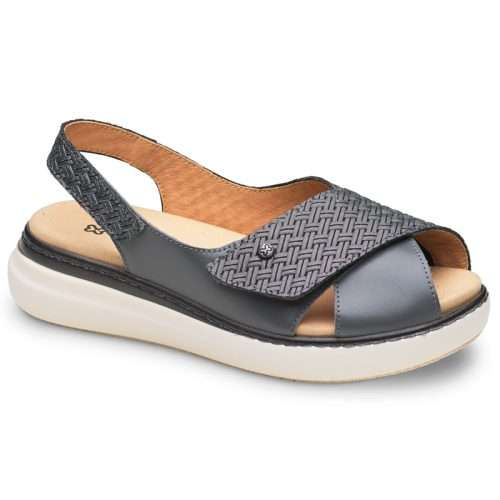 Sandalia de ancho especial 0824 en color gris con pala cruzada