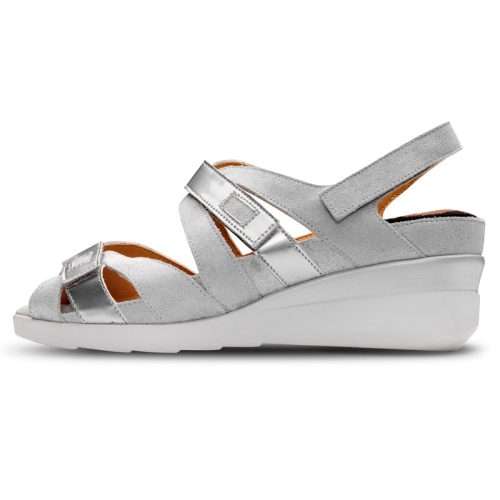 Sandalia 20672 con cuña y tiras de velcro en color gris