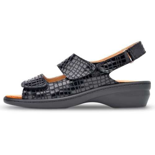 Sandalia 20612 negra de doble tira con velcro y cuña