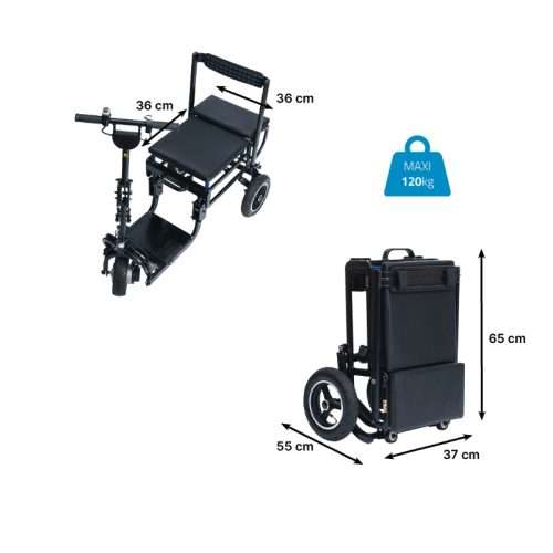 Medidas del asiento y dimensiones plegadas del E-Foldi Lite