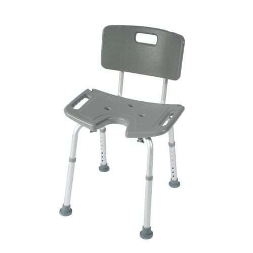 Silla de ducha Bora regulable con respaldo en color gris