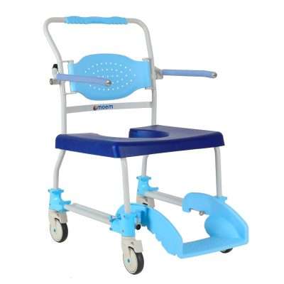 Silla de baño Moem XXL con ruedas y reposapiés