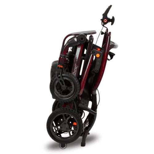 Silla de ruedas eléctrica Jazzy Carbon Ultra Max HD roja plegada