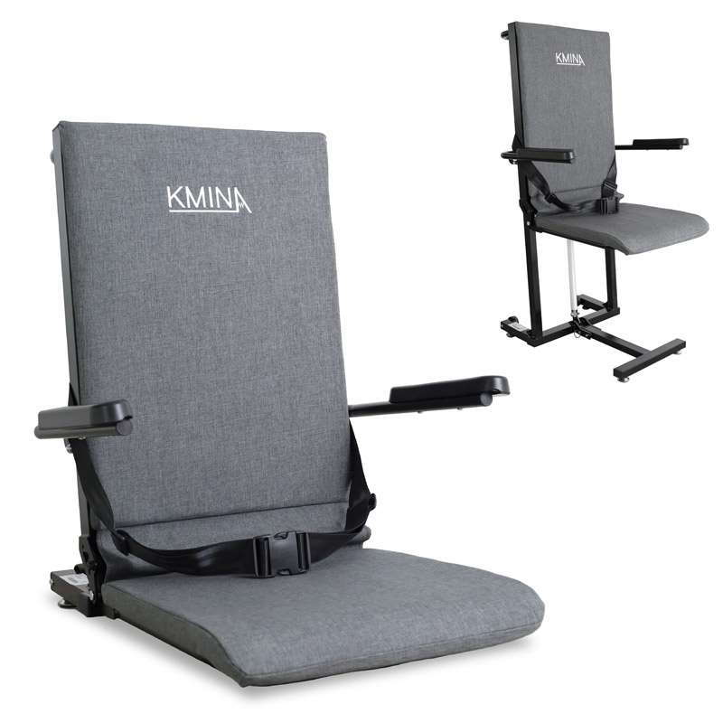 Silla elevadora de suelo plegable en posición baja y elevada