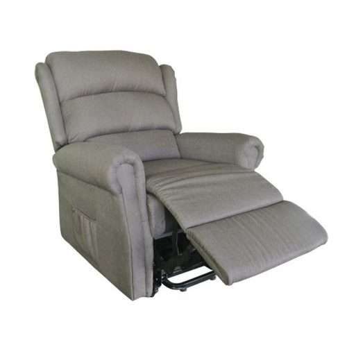 Sillón Elevador Renaissance en tejido gris con reposapiés elevado