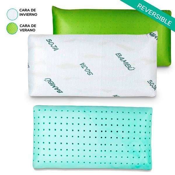 Almohada DormiBambu con funda reversible y núcleo viscoelástico perforado