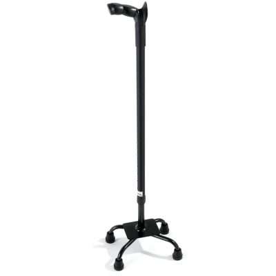 Bastón cuadrípode Jack negro con base de cuatro patas y altura regulable
