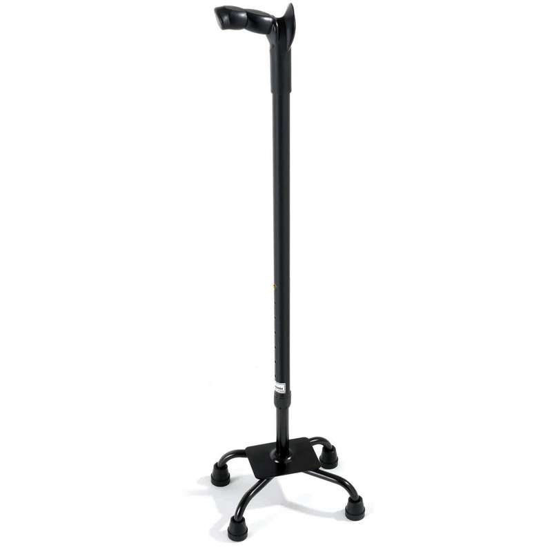 Bastón cuadrípode Jack negro con base de cuatro patas y altura regulable