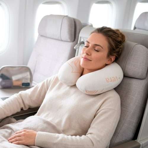 Uso de almohada collarín cervical durante un viaje